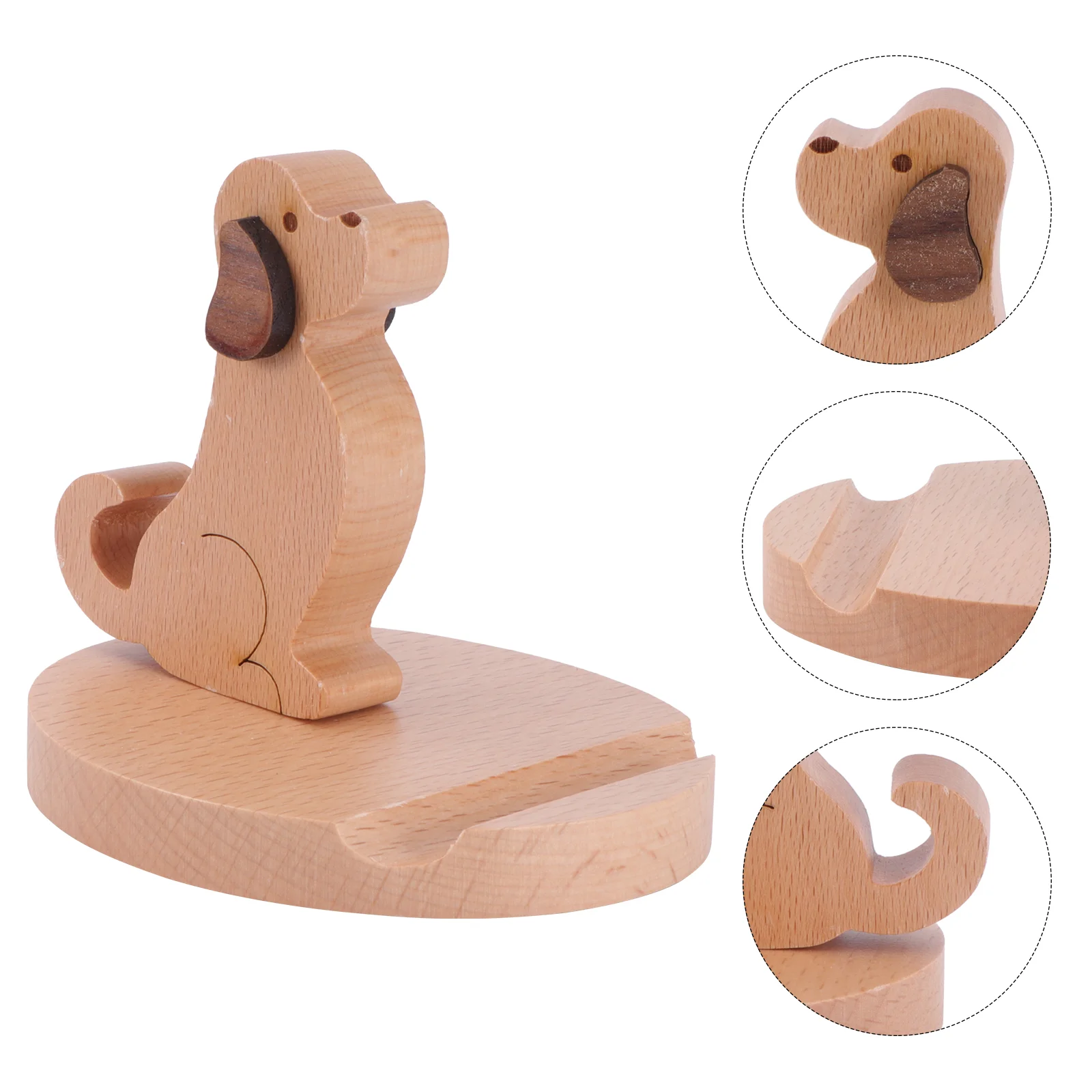 

Stand Holder Desk Cell Wooden Dog Animal Tablet Mobile Wood Cartoonfor Cat Cute Creative Desktop Accessories Universal Puppy