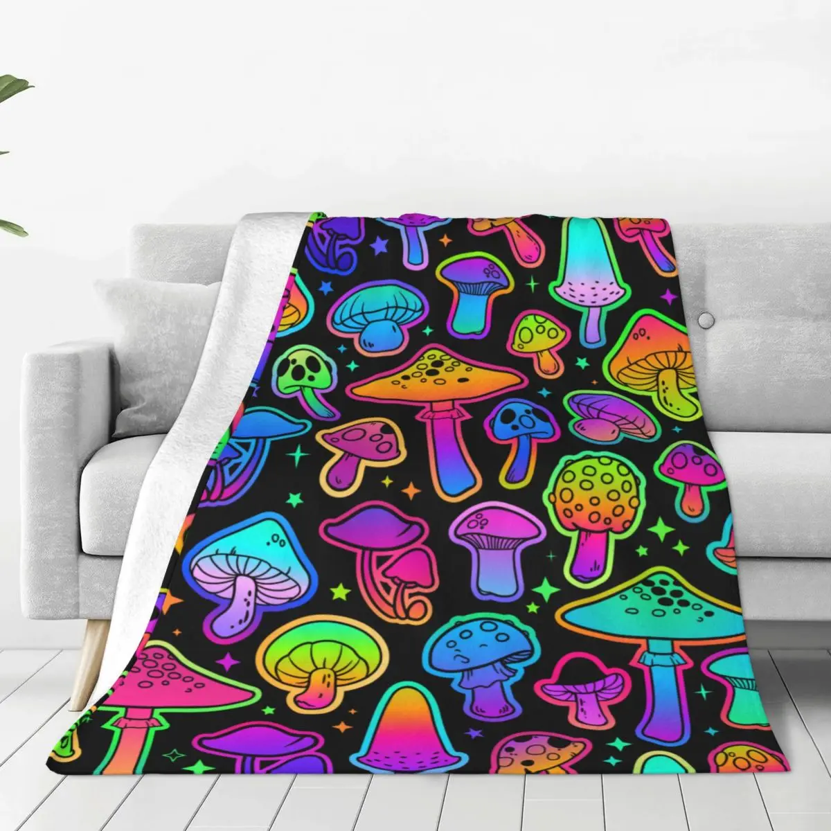 

Волшебные грибы, Психоделическое фланелевое одеяло, хиппи бохо, новинка, домашнее одеяло