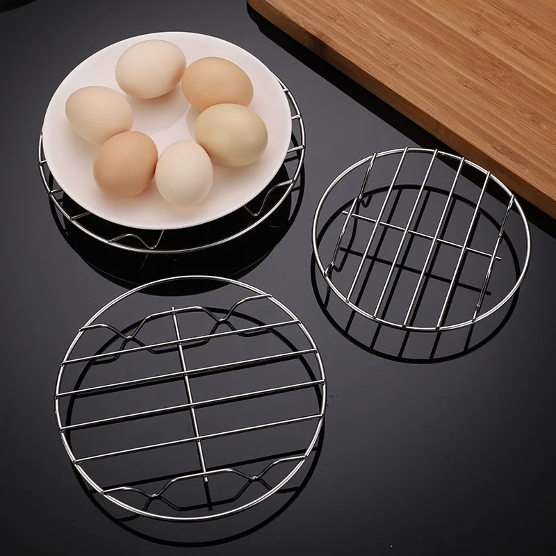 Stainless Steel Air Fryer Steaming Rack Grid Kitchen Steamer for Dumpling Single-layer Grill Stand Cookware Cooking Accessories