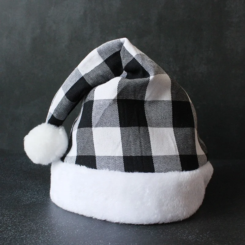 Kerstman Kerst Mode Plaid Hoeden Rood Zwart Рождественская кепка Decoraties Voor Thuis Cap Noel Decoratie