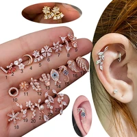 1pc 20g stainless steel helix cartilage earring animal plant tragus daith ear stud earrings screw back piercing jewelry