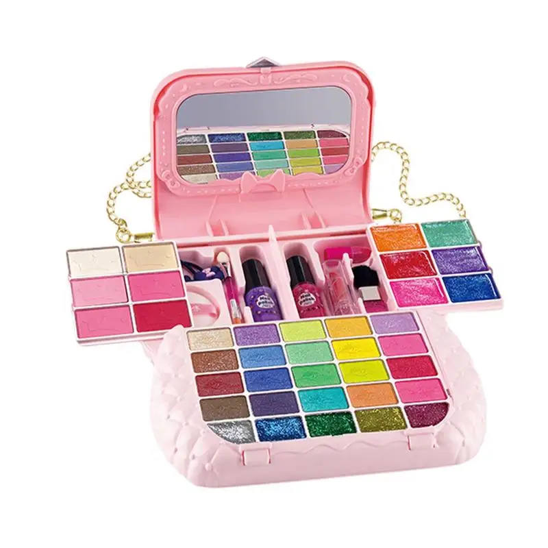 

Girls Makeup Toys Cosmetic Playing Box Princess Makeup Handbag Toy Set Lipstick Eye Shadow Nail Polish Safety Nontoxic Kids Toys