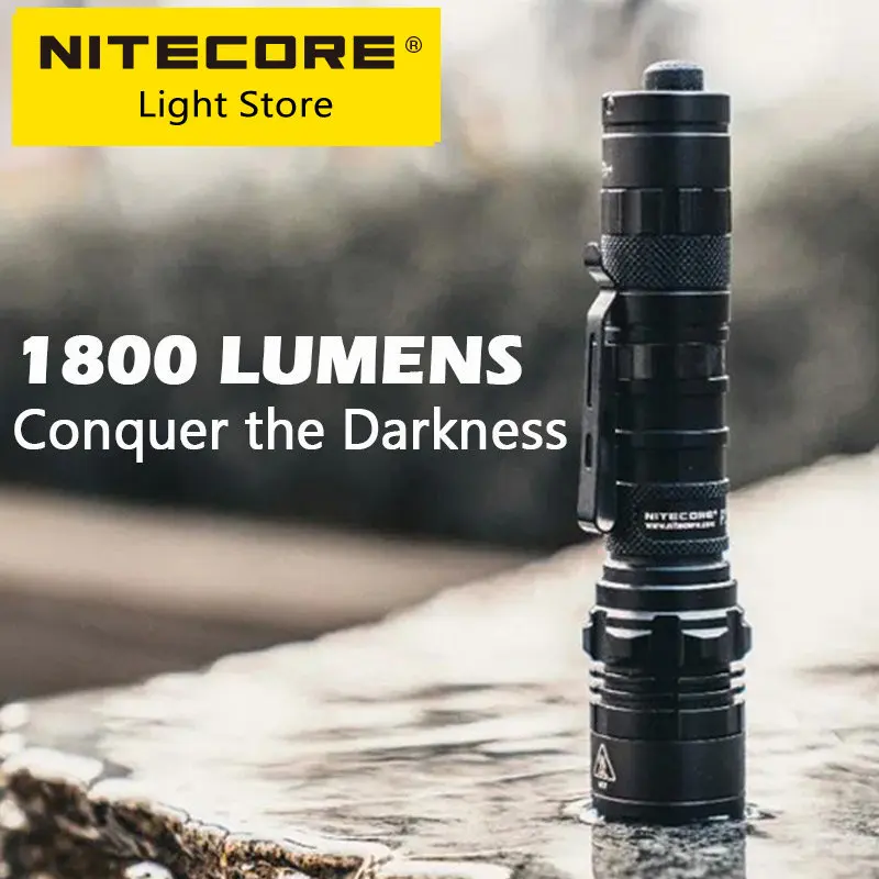 

2023 NITECORE P22R Tactical Flashlight USB-C Rechargeable 1800 Lumens Military Self-defense Torch Light + 3500mAh 18650 Battery