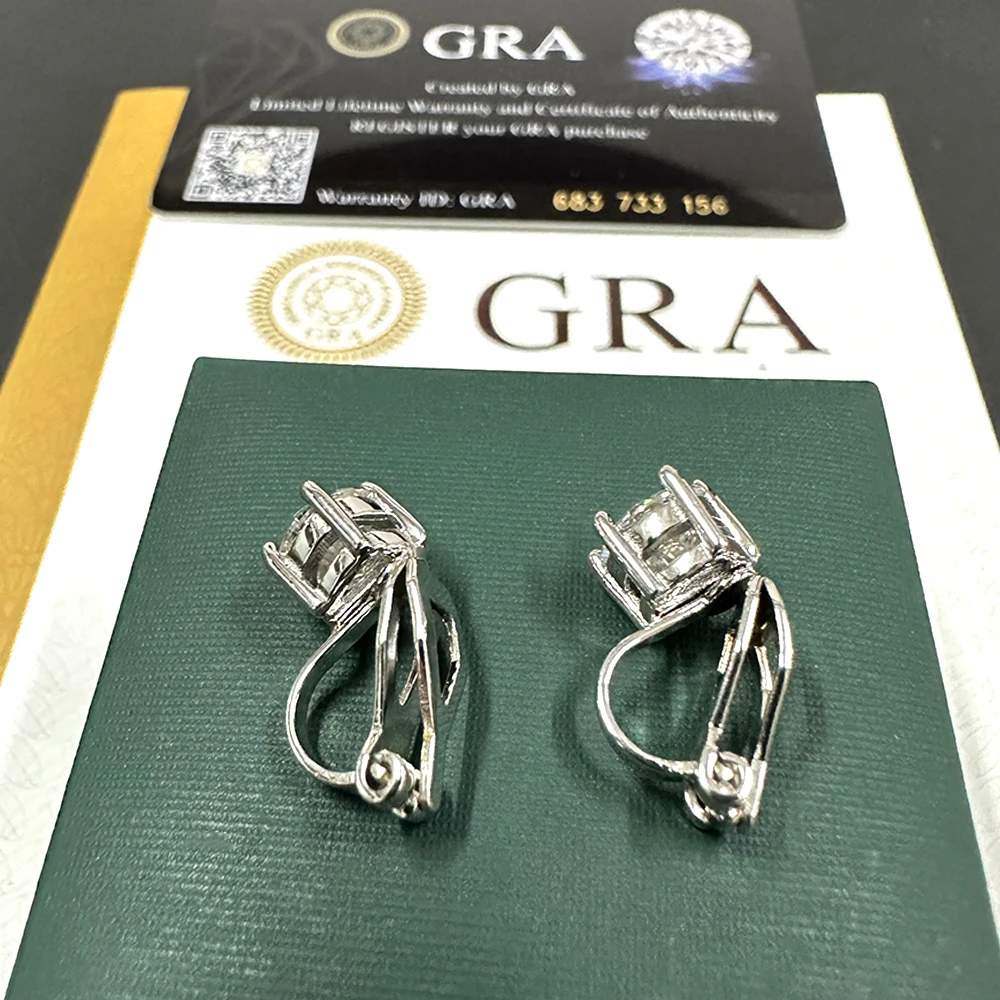 MM Clip Moissanite Earring For Women S925 Silver Real Diamonds Men Clip Ear Studs Jewelry With GRA Free Shipping
