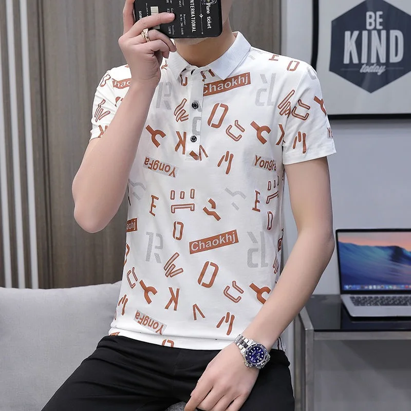 

Business Fashion Men Polo Shirt Summer Cool Thin Shirt for Men Short Sleeve Print Casula Male Young Brand Polo Shirt 2022 New