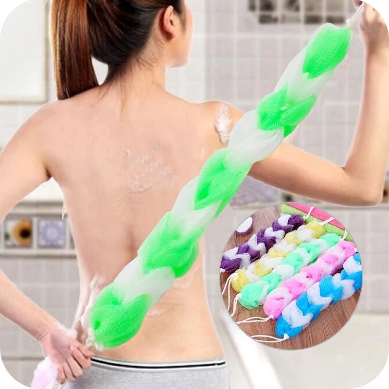 

Back Bath Sponge Shower Body Exfoliate Strap Flower Mesh Net Shoulder Scrubber Long Sponge Shower Body Wash Brush Foaming