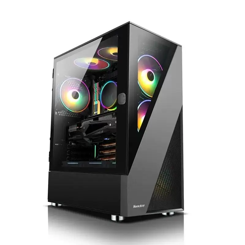 

Huntkey chassis GX660T white computer main enclosure desktop ATX tempered glass side permeable cool gaming