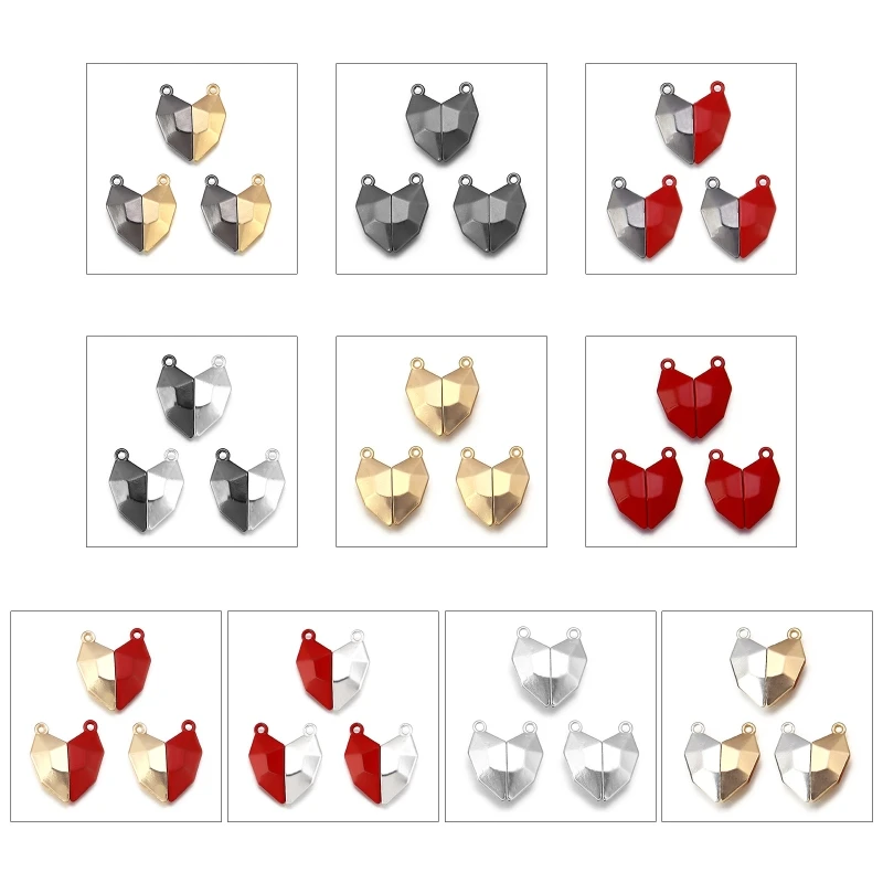 

3 Sets End Clasp Connectors Heart Magnet Buckle For Making Necklace Pendant