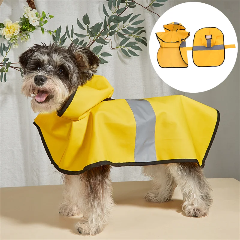 

Дождевик для домашних животных с капюшоном, желтая водонепроницаемая куртка для собаки, мягкая одежда для улицы, большой женский комбинезон