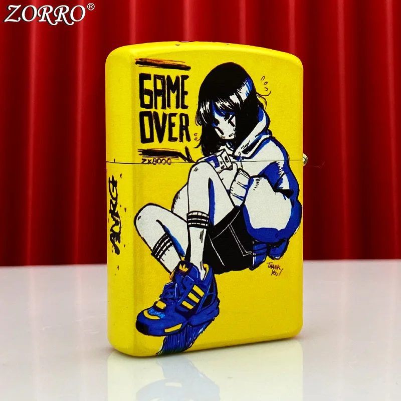 

Zorro's Two-Dimensional Genius Girl Kerosene Lighter Painted Cover Windproof Grinding Wheel Creative Genuine Gift
