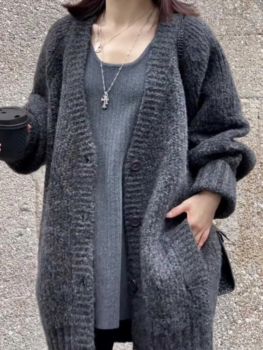 Американский винтажный свитер Idle Sle Верхняя одежда Женская утолщенная свободная