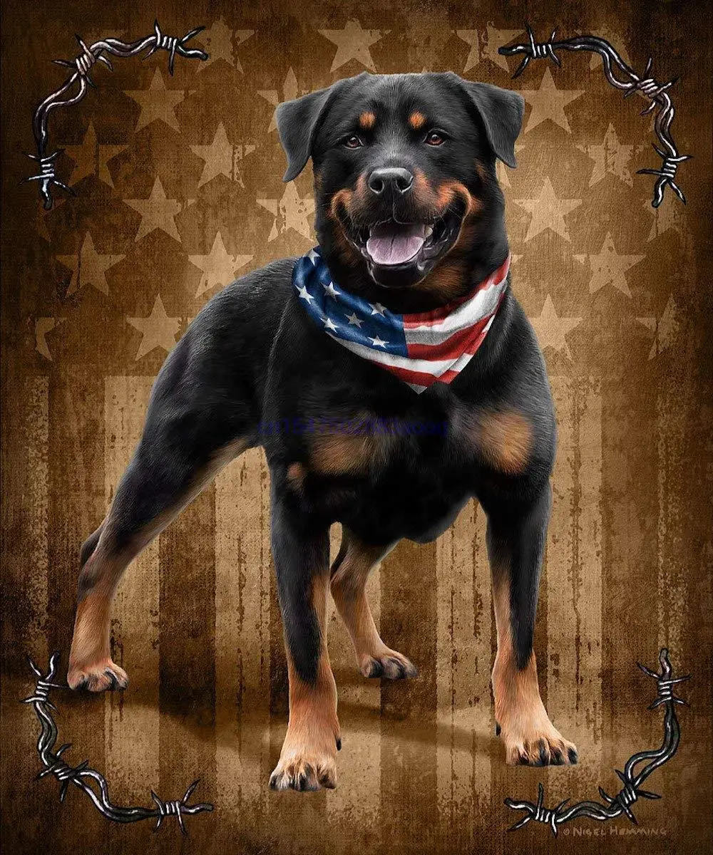 

JQ Patriotic To The Bone Rottweiler Dog Signature Queen Blanket