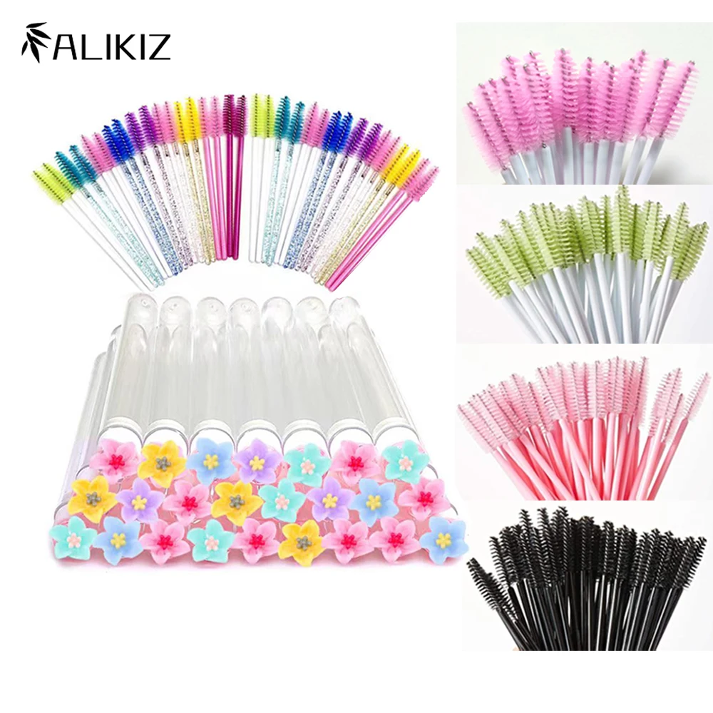 

50pcs Eyelash Brush Mascara Wands Applicator Spoolers Eyelash Brush Tube Eyelash Extension Supplies Lash Accessories Makeup