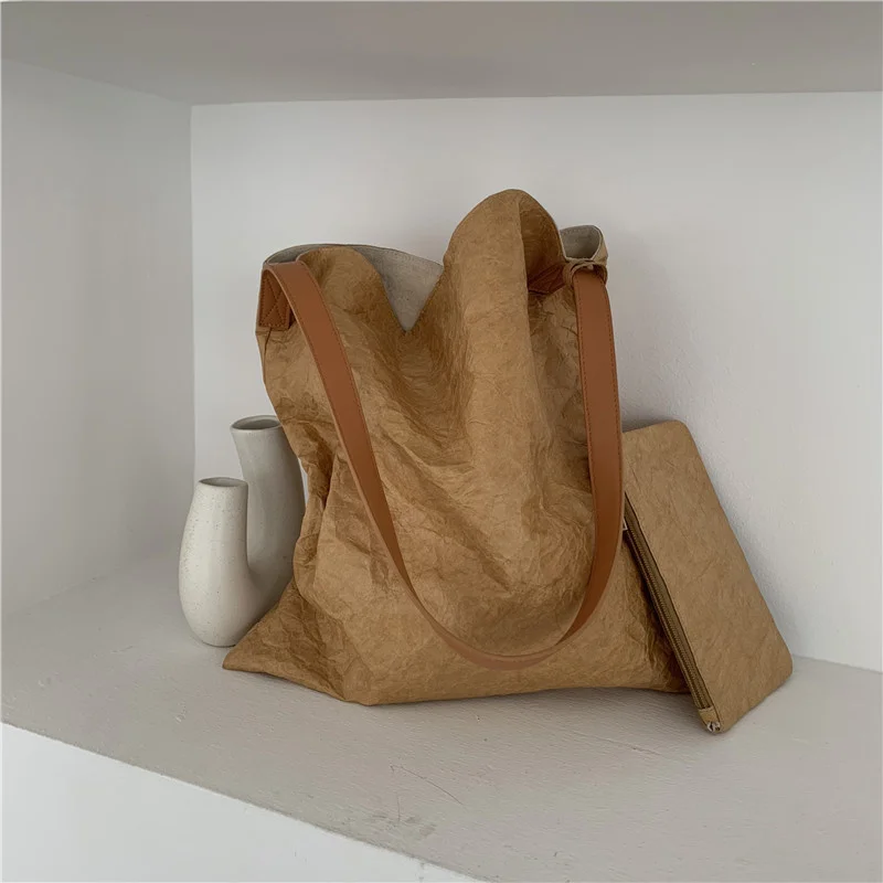 

Dupont Paper Tote Handbag Waterproof Large Capacity Ladies Shoulder Bag Fashion Creative Shopping Bags