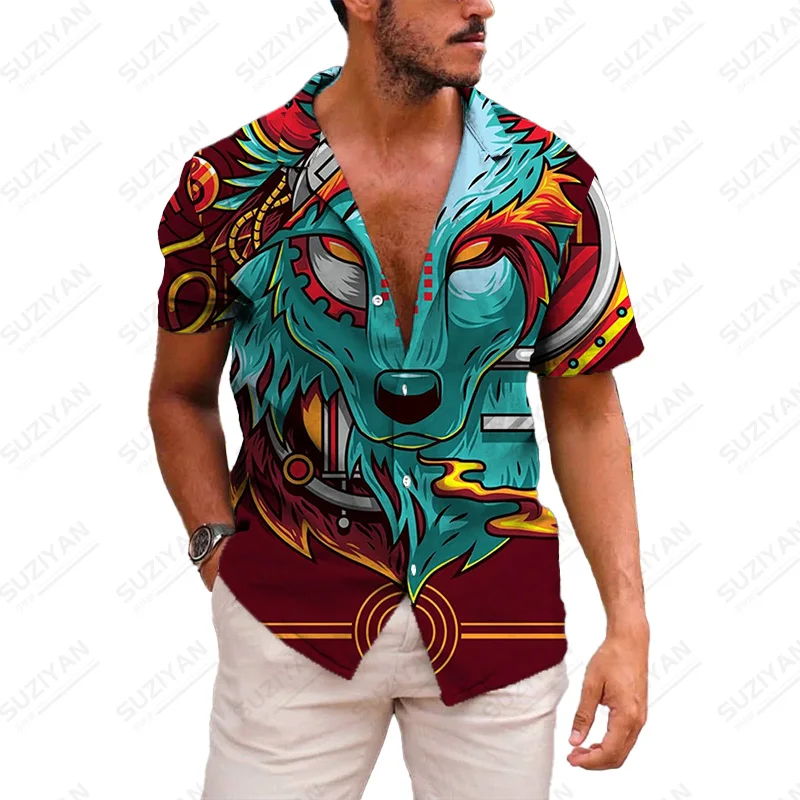 

British Wild Designer Hot Selling All Japanese Stand Collar 1 Shipping Loose Features New Turn-Down Hawaiian Elements Fashion