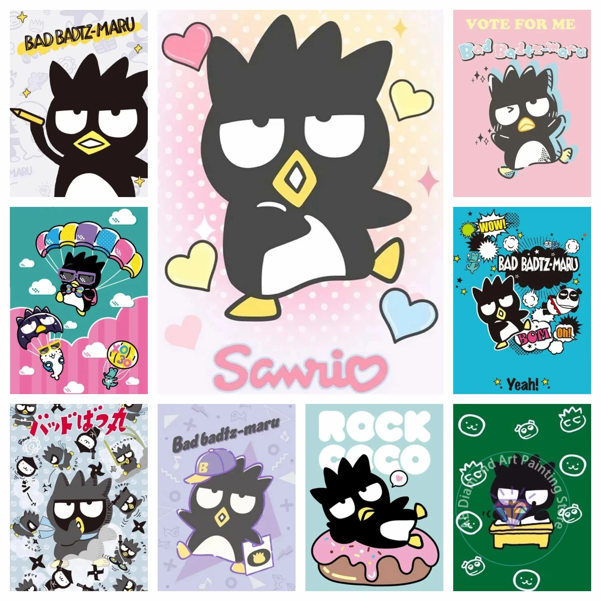 Sanrio Bad Badtz-maru cartoonAB Diamond Painting Kit 5D DIY Embroidery Cross Stitch Handmade Art Gift Crafts Home Decor
