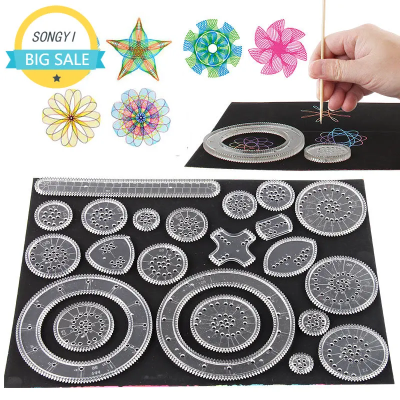 

Funny Interlocking Gears Wheels Spirograph Drawing Toys Set Creative Educational Toy for Children Painting Drawing Accessories