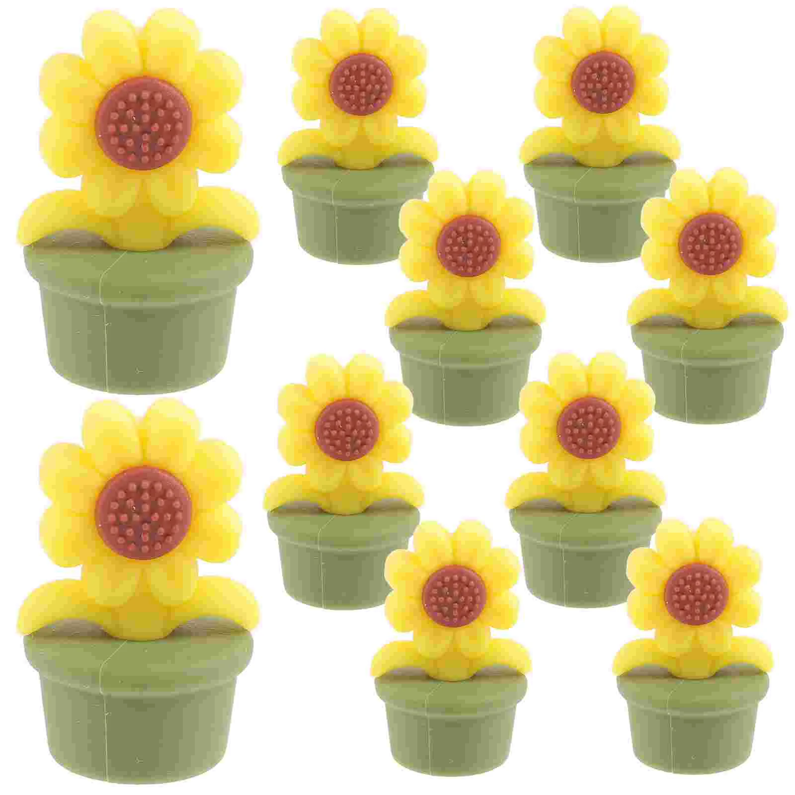 

10 Pcs Sunflower Charms DIY Beads Silicone Pens Gasket Crafts Silica Gel Baby Keychain