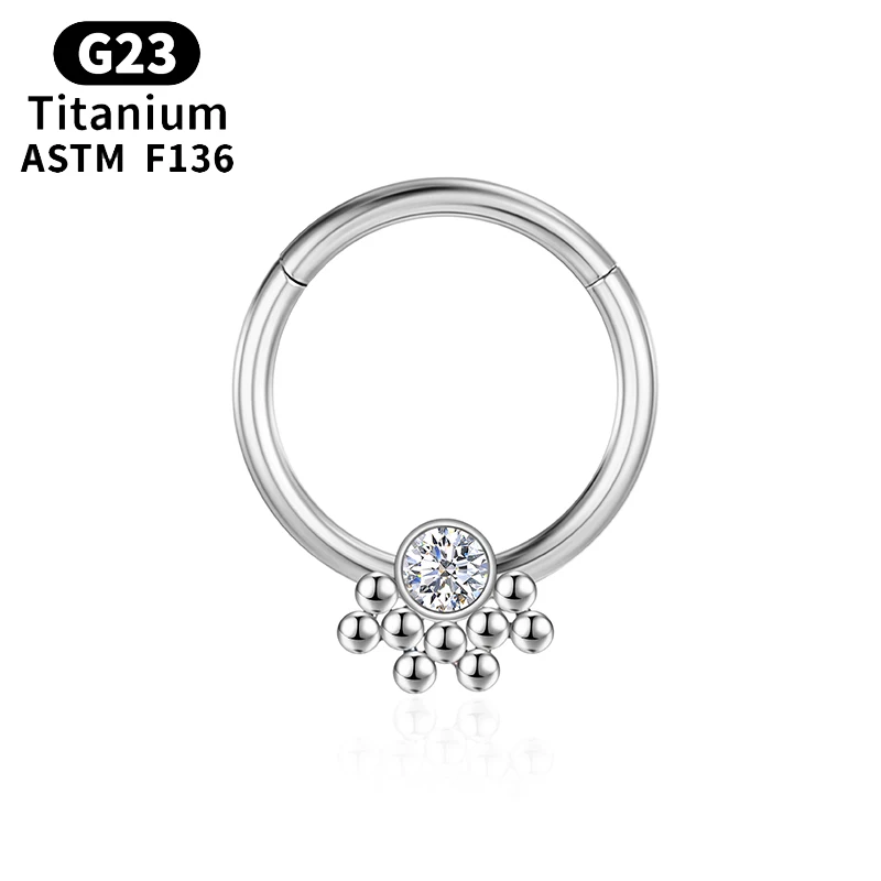 

Piercing G23 Titanium Tragus Cartilage Septum Zircon Nose Ring for Women Clicker Piercing Hinge Segment Body Jewelry Charming