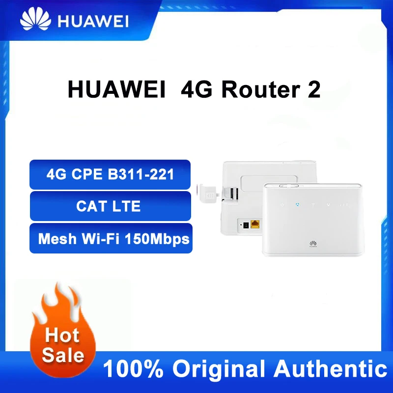 

Original Huawei 4G Router 2 Mesh Wifi B311-221 Modem WiFi With SIM Card Slot Cat4 LTE Outdoor Router Repeater VPN APP Control