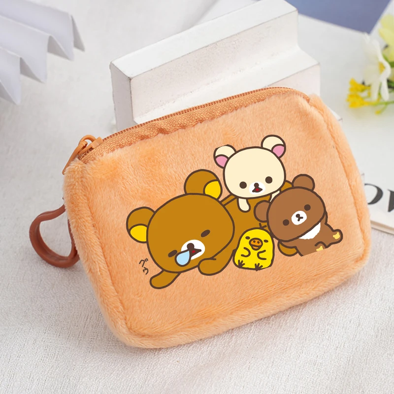 Фото Квадратный кошелек Rilakkuma с принтом аниме и мультфильмов, кошельки для девочек и мальчиков, милые портативные мини-сумки для хранения, кошелек Kawaii, подарки для детей №3
