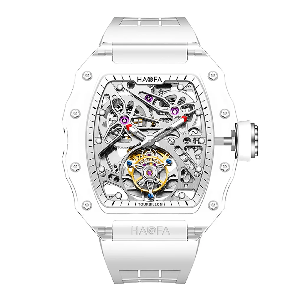 

Haofa Full Crystal Transparent Tourbillon Watch Luxury Hollowing Automatic Mechanical Watch Waterproof Luminous Mens Watch 2201