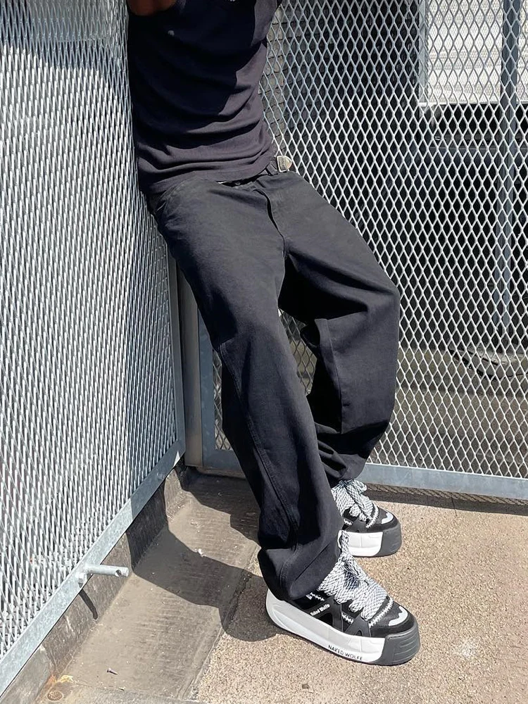 Vintage Baggy Jeans Men Y2K Fashion Loose Fit Cotton Cowboy Trousers Pantalones Homme 90s Distressed Retro Straight Denim Pants