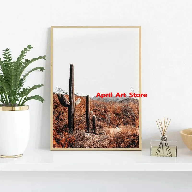 Пустынный сочный кактус в стиле бохо постер с природой ботанические кактусы