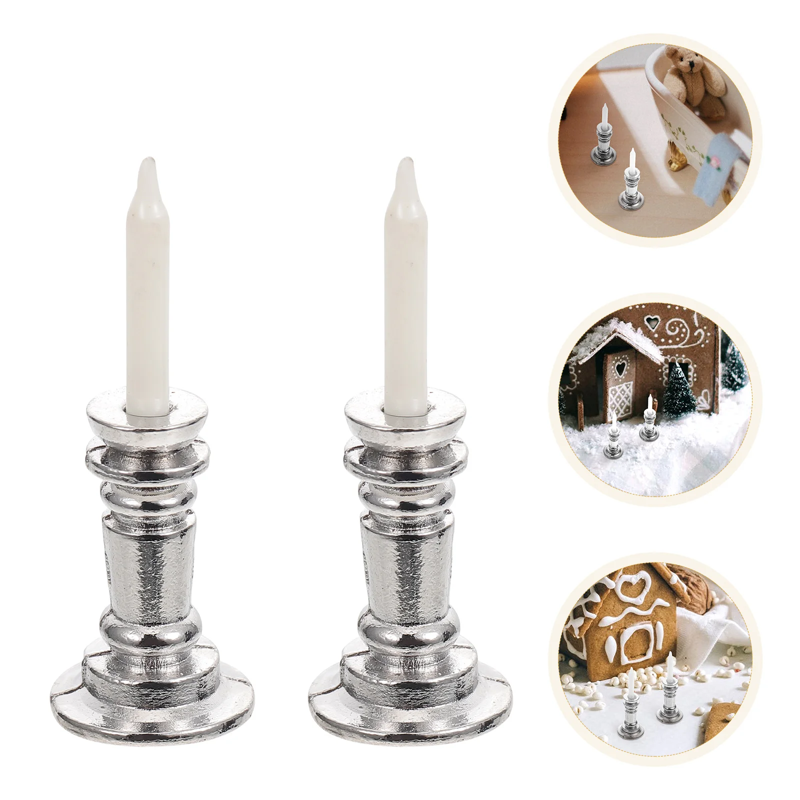 

2Pcs Chic Mini Scene Decoration DIY Landscape Prop Mini Candlestick Ornament