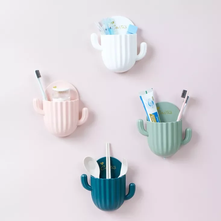 

Home Wall Self-adhesive Storage Rack Holder For Kitchen Bathroom Toothbrush Storage Wall-mounted Holder Bottom Hole Design Rack