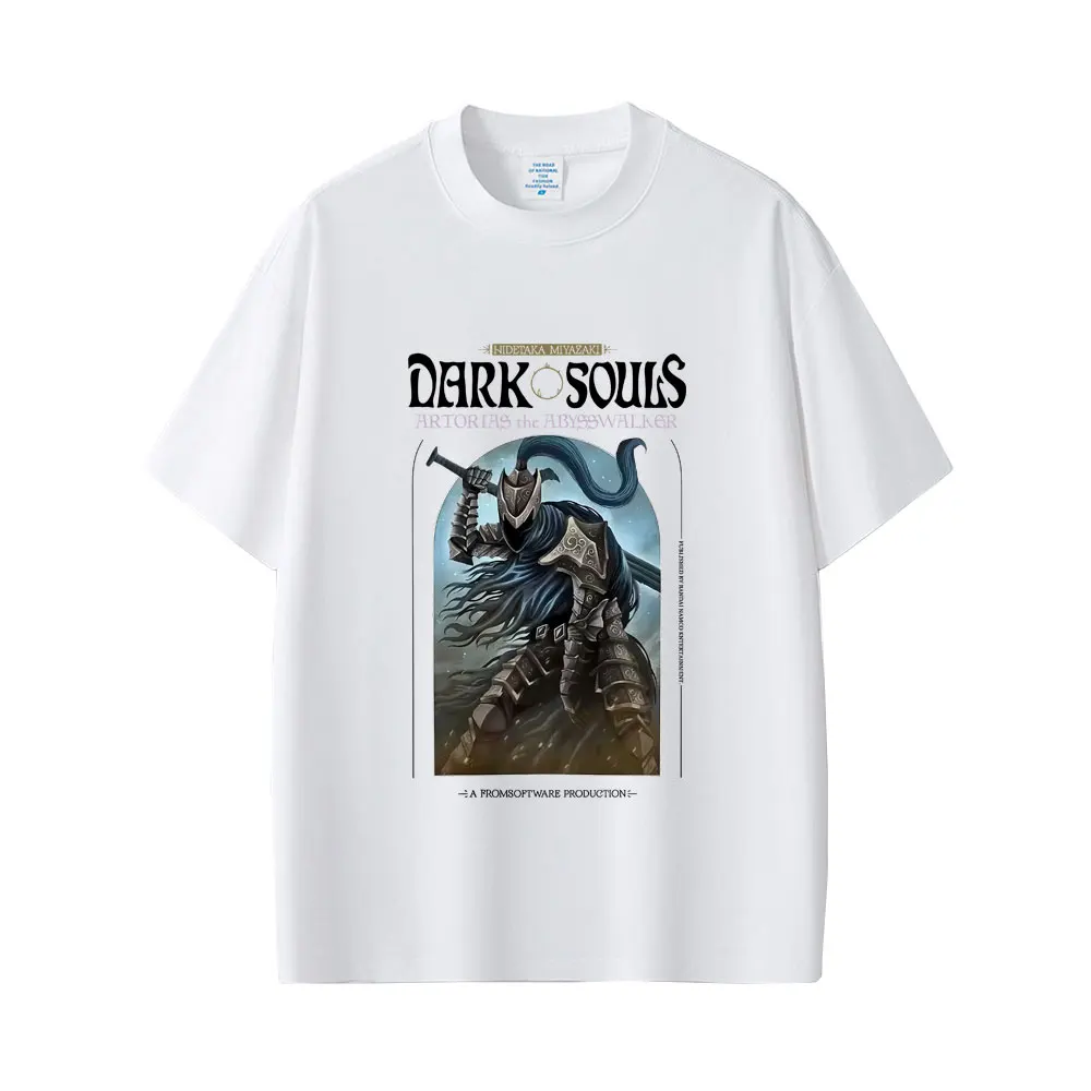 Фото Футболка Game Dark Souls Artorias с графическим принтом, мужская и женская, винтажная, в стиле 90-х, готическая, рок-футболка, мужская, панк, оверсайз, из мягкого хлопка, с коротким рукавом №5