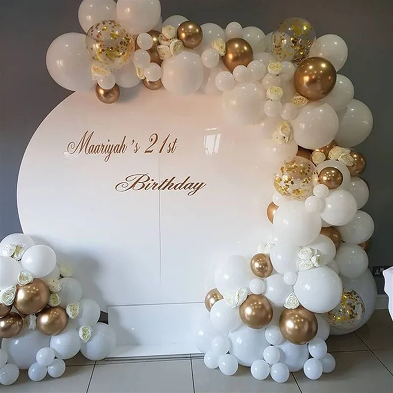 100pcs White Latex Balloons Garland Arch Kit Chrome Metallic Gold Confetti Balloon Wedding Show Birthday Graduation Party Decor