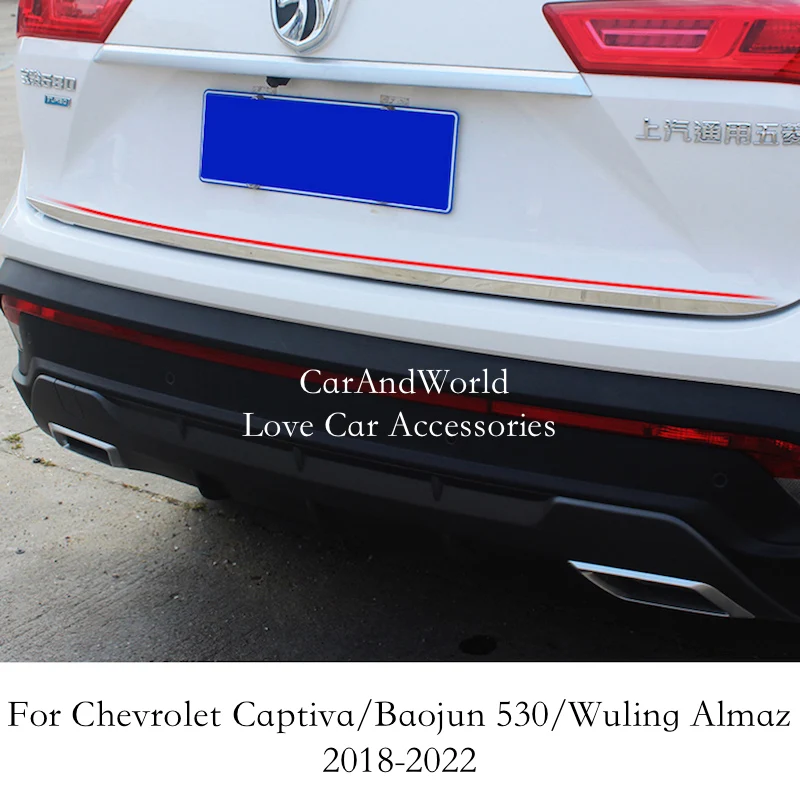 

Stainless Rear Trunks Tail Gate Door Edge Strips Trims Car Accessories For Chevrolet Captiva Baojun 530 Wuling Almaz 2018-2022