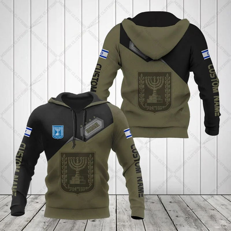 

Pop Israel Emblem Graphic Hoodies For Men 3D Olive Printed Hooded Sweatshirts Kid Fashion Streetwear Tracksuits Sports Pullover