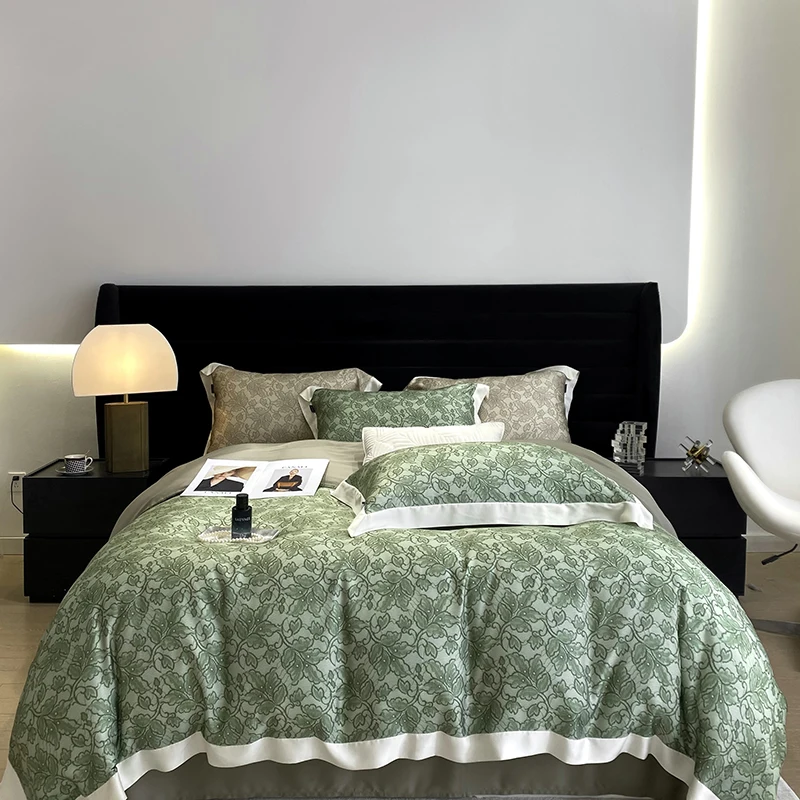 

800TC Lyocell Fibre Soft Silky Summer American Style Luxury Bedding Set Flowers Duvet Cover Set Flat/Fitted Bed Sheet Pillowcase