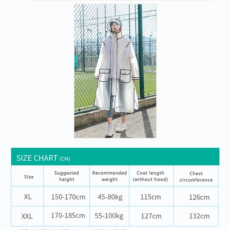 Lightweight Women Men Long Raincoat Fashion Adults Riding Motorcycle Rain Poncho Outdoor Hiking Camping Fishing Jacket Wear