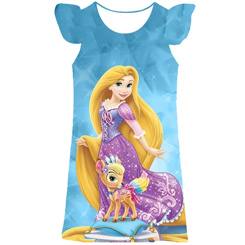 

Disney Princess Palace Pets Beautiful Dress Girls Cute Sweet Summer Ruffle Sleeve Princess Dress Party Birthday Skirt One Peice