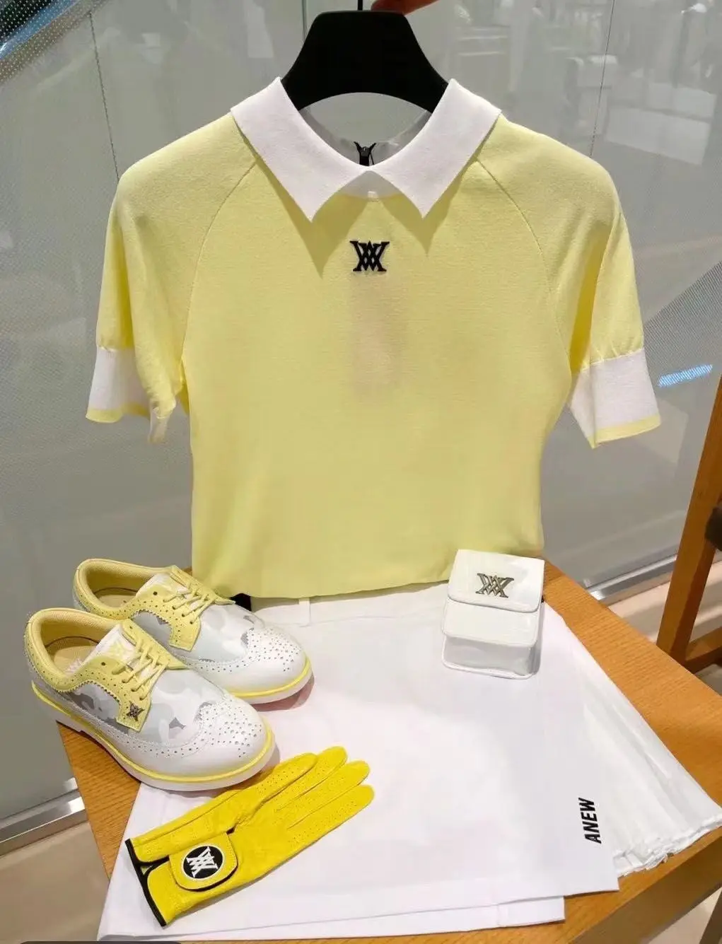 

Golf tennis summer ice sports knitted T-shirt short-sleeved T-shirt top black and white