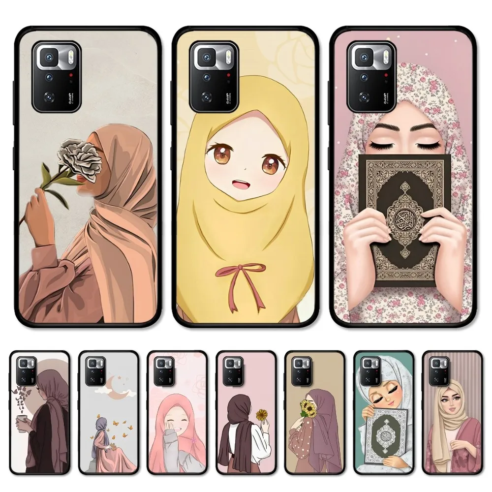 ł arabski hidżab dziewczyna etui na telefon dla Redmi Note 4 X 5 A 6 7 8 Pro T 9 9S 10 11 11S 11Epro PocoM3pro