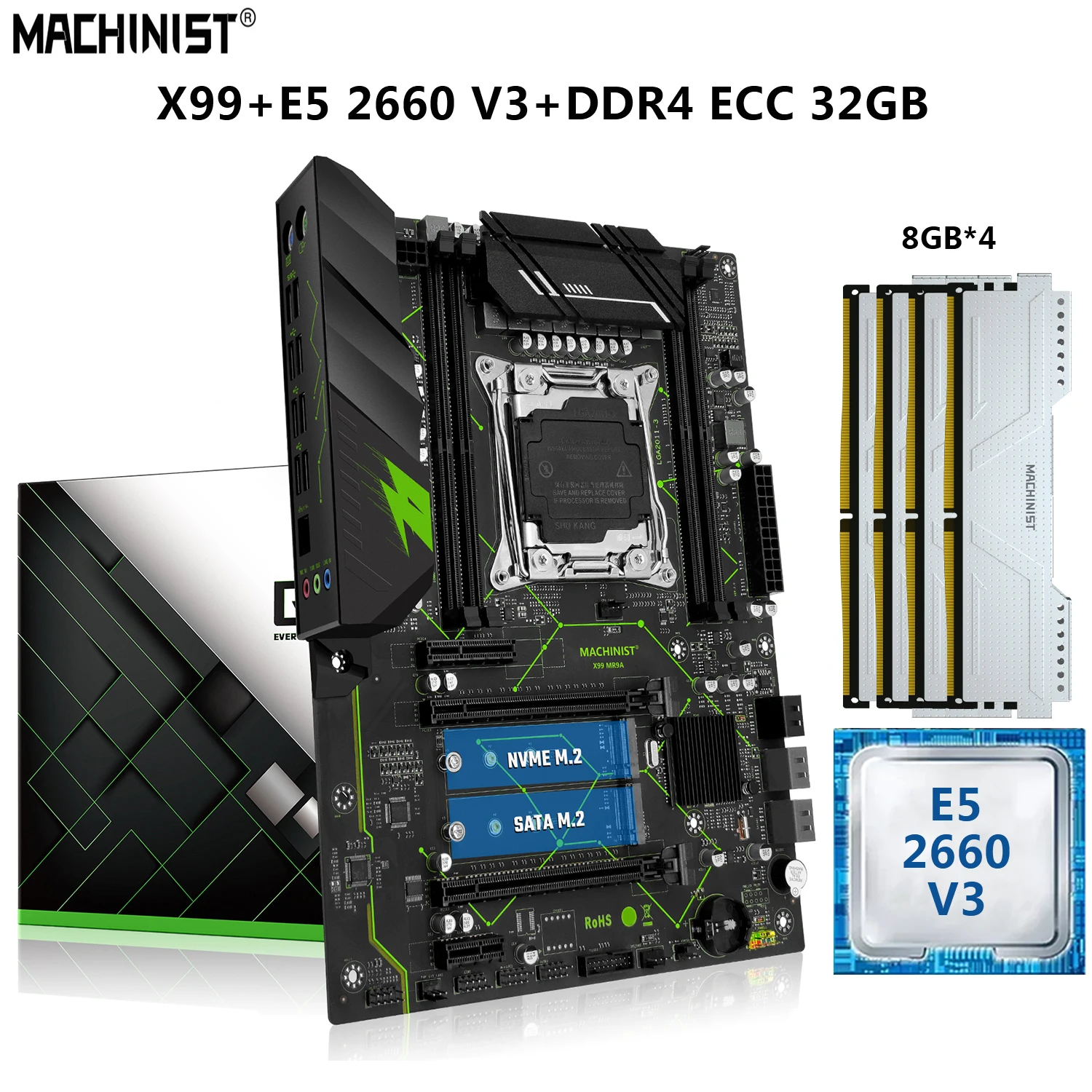 MACHINIST X99 материнская плата LGA 2011-3 комплект с Xeon E5 2660 V3 CPU Set 32G = 4*8G DDR4 RAM Combo