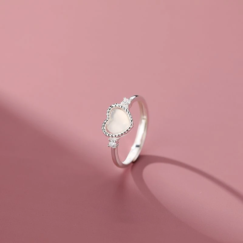 

Кольцо на палец женское, из стерлингового серебра 925 пробы, с белым ониксом, в форме сердца, подарочное, для свадьбы, вечерние