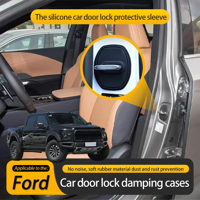 Фото Крышка дверного замка автомобиля, защитная пряжка, наклейка для Ford Ranger F150 F250 F350 T6 Fiesta Ecosport Mustang, аксессуары №1