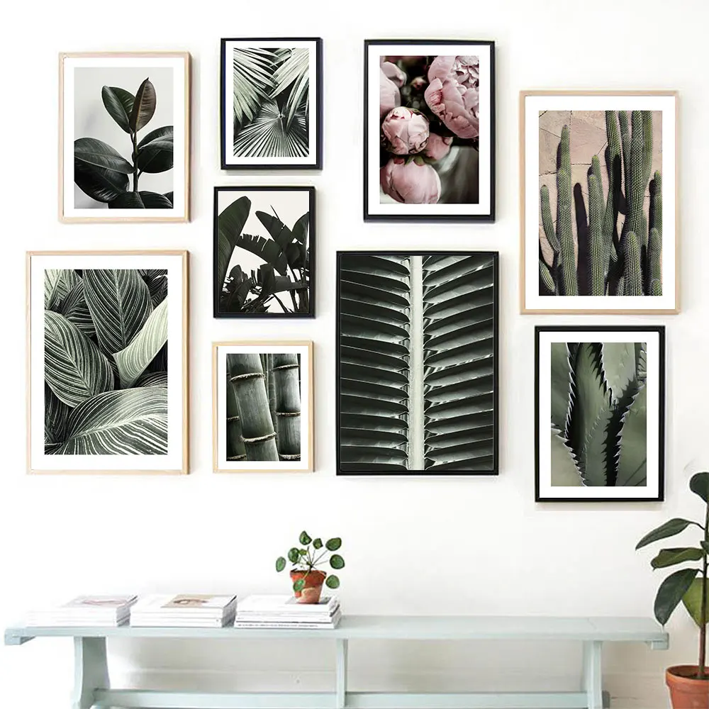 

Nordic Botanical Poster Palm Banana Leaf Art Print Green Plant Canvas Painting Modern Bamboo Wall Picture Living Room Home Decor