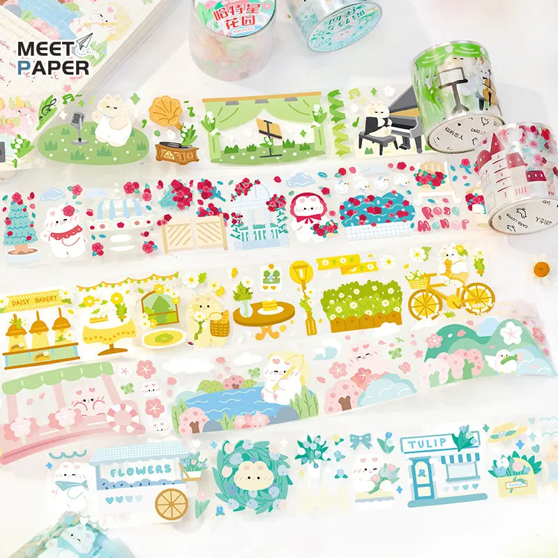 

3 Meters/roll Cute Kawaii Anime Vintage Stickers for Decoration Aesthetic PET Scrapbooking Supplies Journal Planner Stationery
