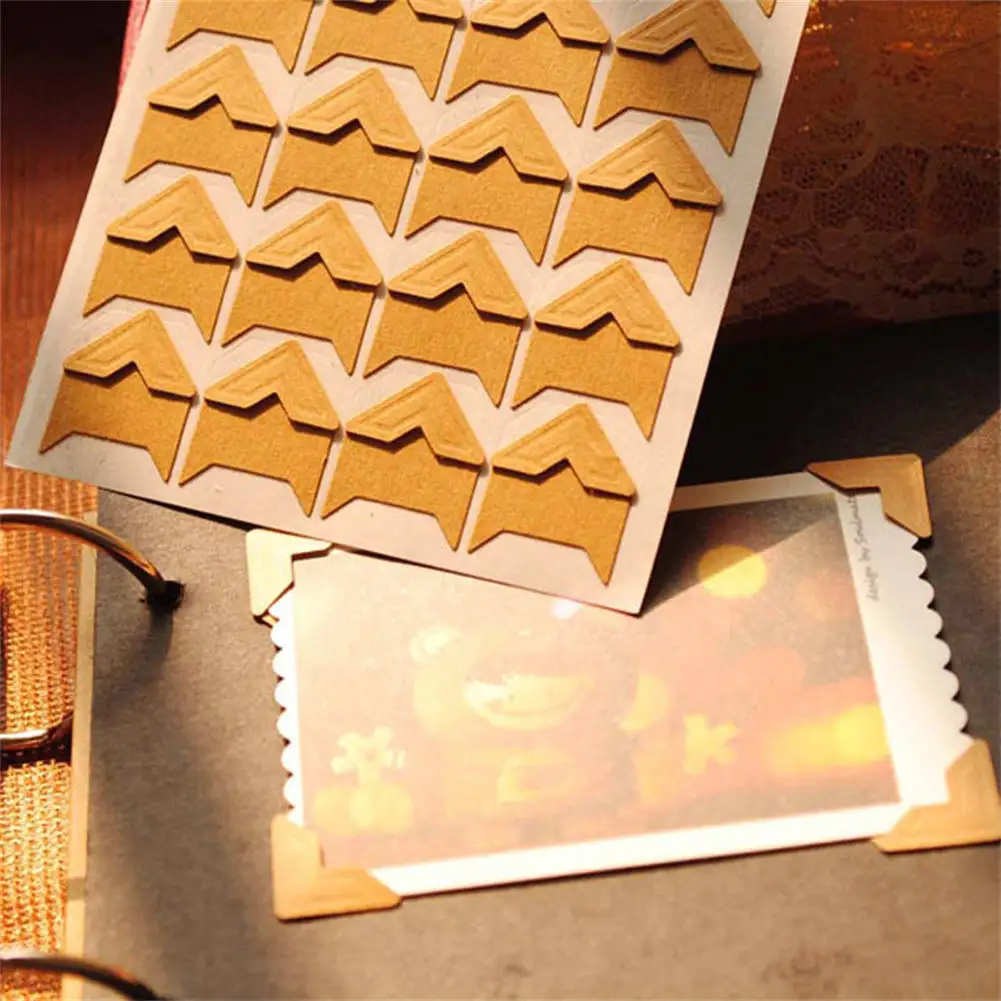 5 Sheet Vintage Corner Kraft Paper Stickers for DIY Photo Album Protect the Stamp Production Paste Frame Decoration Scrapbooking