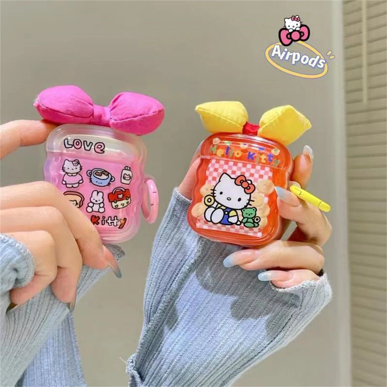 

3D Bow Tie Sanrios Hello Kitty for AirPods 1 2 3 Case AirPods Pro 2 Case IPhone Earphone Accessories Air Pod Cover Y2k Girl Gift