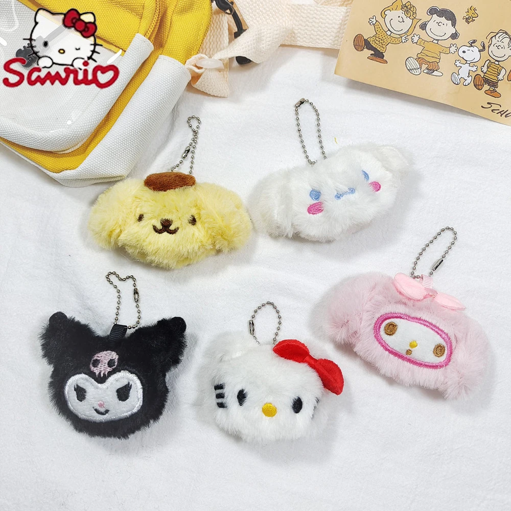 

Sanrio Kuromi Hello Kitty 10Cm Keychain Cinnamoroll Cross Dressing Plush Doll Kawaii My Melody Anime Cartoon Plushie Toy Gift
