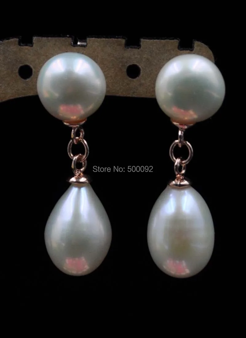 

AAA wholesale 10 pairs 7-8mm drop freshwater pearl dangle earring rose gold