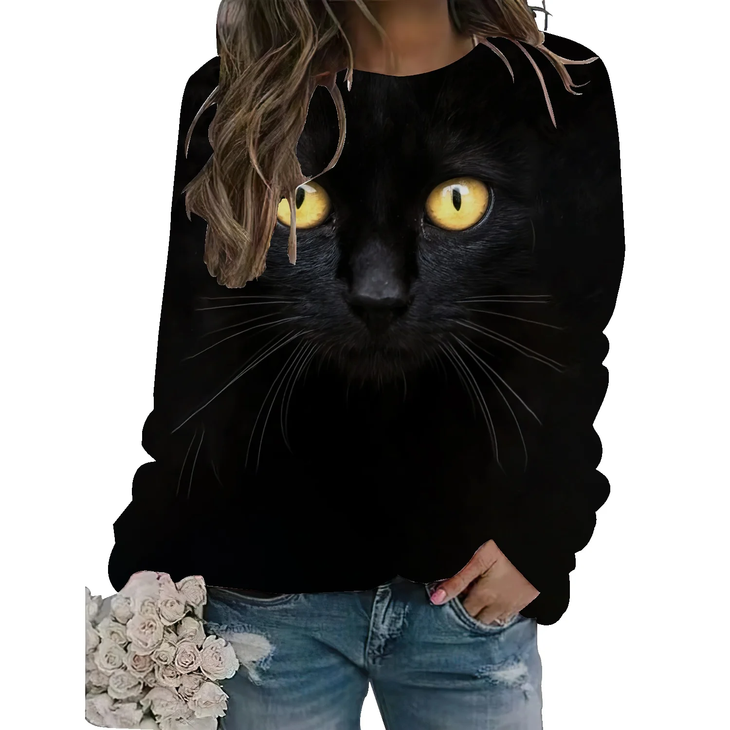 

Женский Повседневный свитер Русалка, с длинным рукавом и круглым вырезом