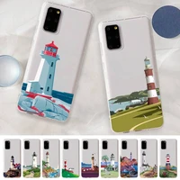 hand painted lighthouse print bird seagull phone case for samsung s20 s10 lite s21 plus for redmi note8 9pro for huawei p20